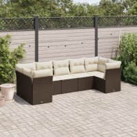 vidaXL 7-tlg. Garten-Sofagarnitur mit Kissen Braun Poly Rattan