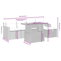 vidaXL 6-tlg. Garten-Sofagarnitur mit Kissen Schwarz Poly Rattan