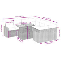 vidaXL 9-tlg. Garten-Sofagarnitur mit Kissen Schwarz Poly Rattan