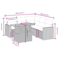 vidaXL 6-tlg. Garten-Sofagarnitur mit Kissen Schwarz Poly Rattan