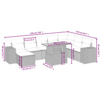 vidaXL 9-tlg. Garten-Sofagarnitur mit Kissen Schwarz Poly Rattan