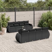 vidaXL 9-tlg. Garten-Sofagarnitur mit Kissen Schwarz Poly Rattan