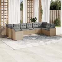 vidaXL 10-tlg. Garten-Sofagarnitur mit Kissen Beige Poly...