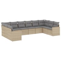 vidaXL 10-tlg. Garten-Sofagarnitur mit Kissen Beige Poly...