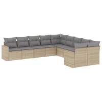 vidaXL 10-tlg. Garten-Sofagarnitur mit Kissen Beige Poly...