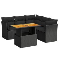 vidaXL 5-tlg. Garten-Sofagarnitur mit Kissen Schwarz Poly Rattan