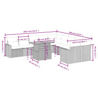 vidaXL 11-tlg. Garten-Sofagarnitur mit Kissen Schwarz Poly Rattan