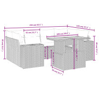 vidaXL 7-tlg. Garten-Sofagarnitur mit Kissen Schwarz Poly Rattan