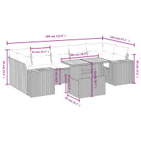 vidaXL 8-tlg. Garten-Sofagarnitur mit Kissen Schwarz Poly Rattan