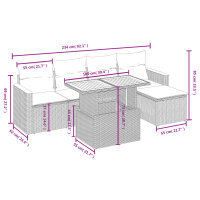 vidaXL 6-tlg. Garten-Sofagarnitur mit Kissen Schwarz Poly Rattan