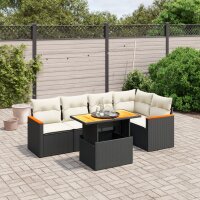 vidaXL 6-tlg. Garten-Sofagarnitur mit Kissen Schwarz Poly...