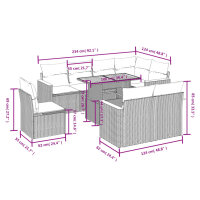 vidaXL 9-tlg. Garten-Sofagarnitur mit Kissen Schwarz Poly Rattan