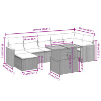 vidaXL 8-tlg. Garten-Sofagarnitur mit Kissen Schwarz Poly Rattan