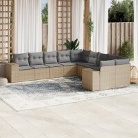 vidaXL 10-tlg. Garten-Sofagarnitur mit Kissen Beige Poly...