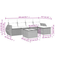 vidaXL 6-tlg. Garten-Sofagarnitur mit Kissen Schwarz Poly Rattan