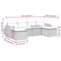 vidaXL 6-tlg. Garten-Sofagarnitur mit Kissen Beige Poly Rattan