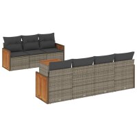 vidaXL 8-tlg. Garten-Sofagarnitur mit Kissen Grau Poly Rattan