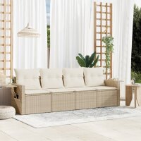 vidaXL 4-tlg. Garten-Sofagarnitur mit Kissen Beige Poly...