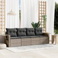 vidaXL 4-tlg. Garten-Sofagarnitur mit Kissen Grau Poly...