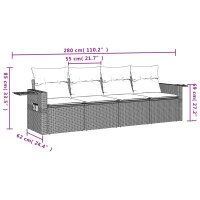 vidaXL 4-tlg. Garten-Sofagarnitur mit Kissen Grau Poly Rattan