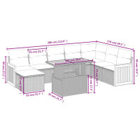 vidaXL 9-tlg. Garten-Sofagarnitur mit Kissen Schwarz Poly Rattan