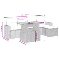 vidaXL 6-tlg. Garten-Sofagarnitur mit Kissen Schwarz Poly Rattan