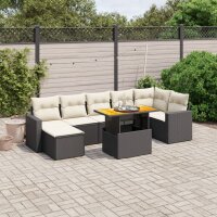 vidaXL 8-tlg. Garten-Sofagarnitur mit Kissen Schwarz Poly Rattan