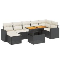 vidaXL 8-tlg. Garten-Sofagarnitur mit Kissen Schwarz Poly Rattan