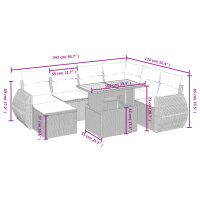 vidaXL 8-tlg. Garten-Sofagarnitur mit Kissen Schwarz Poly Rattan