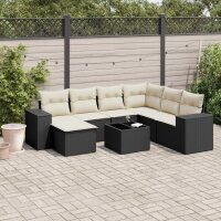 vidaXL 8-tlg. Garten-Sofagarnitur mit Kissen Schwarz Poly Rattan