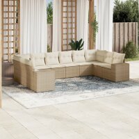 vidaXL 10-tlg. Garten-Sofagarnitur mit Kissen Beige Poly...