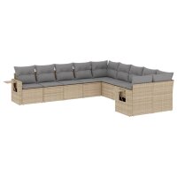 vidaXL 10-tlg. Garten-Sofagarnitur mit Kissen Beige Poly...