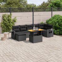 vidaXL 8-tlg. Garten-Sofagarnitur mit Kissen Schwarz Poly Rattan