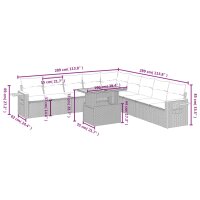 vidaXL 11-tlg. Garten-Sofagarnitur mit Kissen Schwarz Poly Rattan