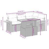 vidaXL 5-tlg. Garten-Sofagarnitur mit Kissen Schwarz Poly Rattan