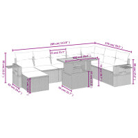 vidaXL 9-tlg. Garten-Sofagarnitur mit Kissen Schwarz Poly Rattan