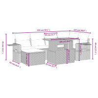 vidaXL 7-tlg. Garten-Sofagarnitur mit Kissen Schwarz Poly Rattan