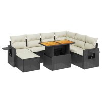 vidaXL 8-tlg. Garten-Sofagarnitur mit Kissen Schwarz Poly Rattan