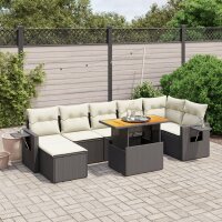 vidaXL 8-tlg. Garten-Sofagarnitur mit Kissen Schwarz Poly Rattan