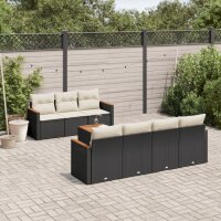 vidaXL 8-tlg. Garten-Sofagarnitur mit Kissen Schwarz Poly Rattan