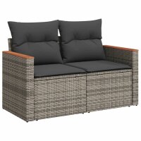 vidaXL 9-tlg. Garten-Sofagarnitur mit Kissen Grau Poly Rattan