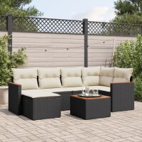 vidaXL 7-tlg. Garten-Sofagarnitur mit Kissen Schwarz Poly...