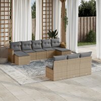 vidaXL 10-tlg. Garten-Sofagarnitur mit Kissen Beige Poly...