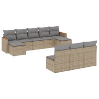 vidaXL 10-tlg. Garten-Sofagarnitur mit Kissen Beige Poly...