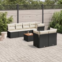 vidaXL 6-tlg. Garten-Sofagarnitur mit Kissen Schwarz Poly Rattan