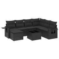 vidaXL 8-tlg. Garten-Sofagarnitur mit Kissen Schwarz Poly Rattan