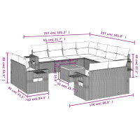 vidaXL 12-tlg. Garten-Sofagarnitur mit Kissen Grau Poly Rattan