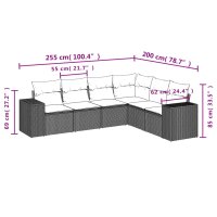 vidaXL 6-tlg. Garten-Sofagarnitur mit Kissen Grau Poly Rattan