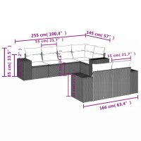 vidaXL 7-tlg. Garten-Sofagarnitur mit Kissen Schwarz Poly Rattan