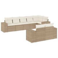 vidaXL 8-tlg. Garten-Sofagarnitur mit Kissen Beige Poly Rattan